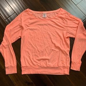 PINK~VICTORIA'S SECRET Size Small Stretch Long Sleeve Tee Shirt Pinkish Orange